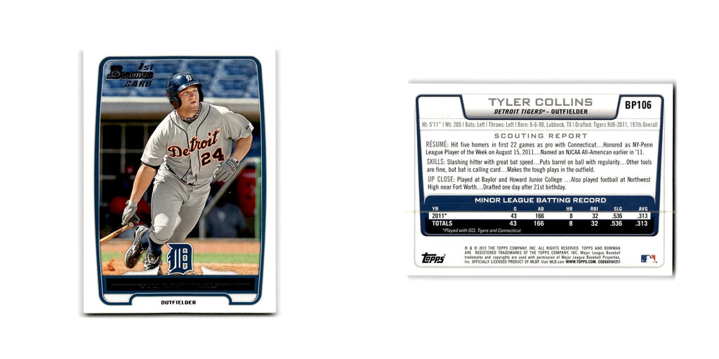Tyler Collins 2012 Bowman Prospects #BP106 Detroit Tigers Baseball Card NM