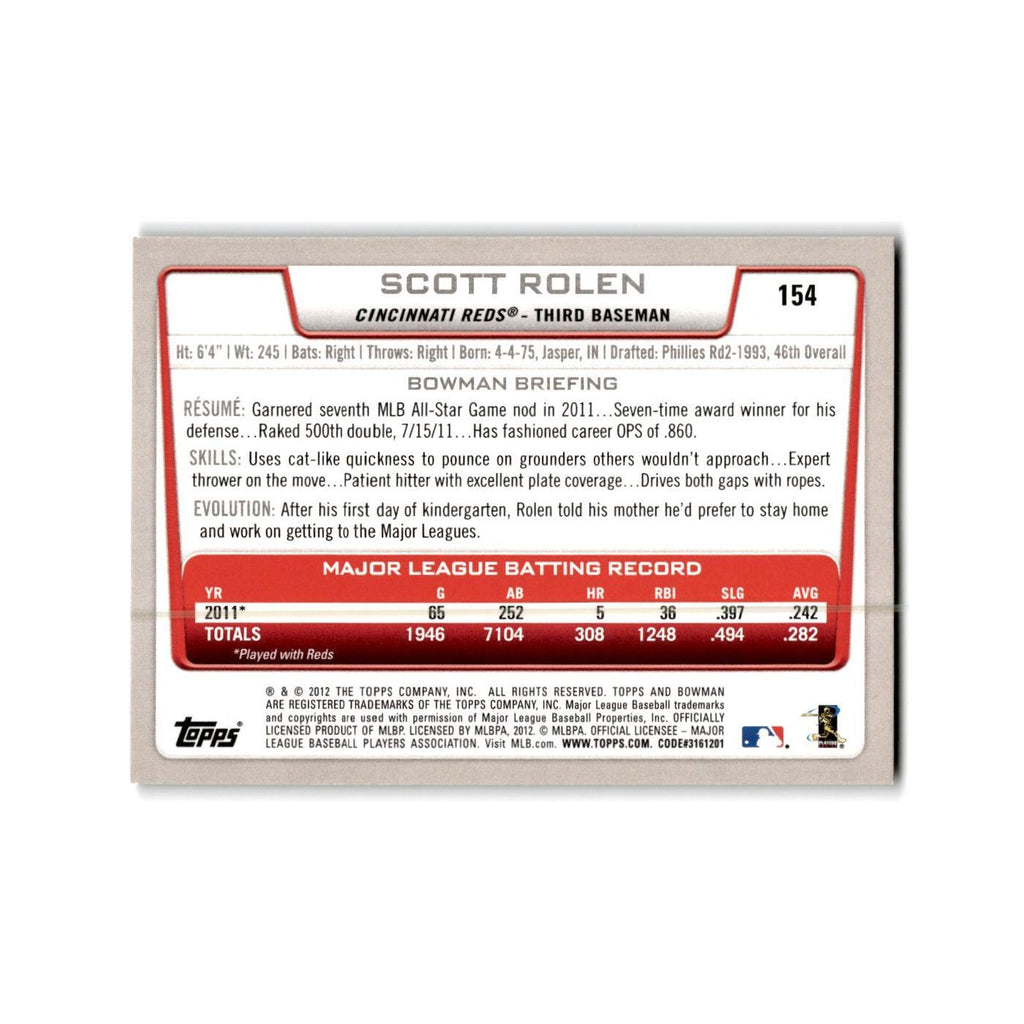 Scott Rolen 2012 Bowman Gold #154 Cincinnati Reds Baseball Card NM