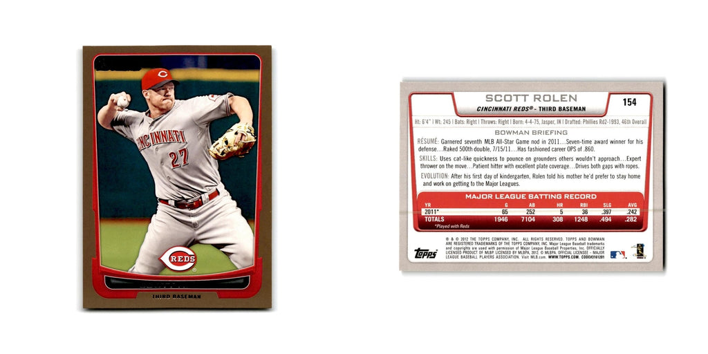 Scott Rolen 2012 Bowman Gold #154 Cincinnati Reds Baseball Card NM