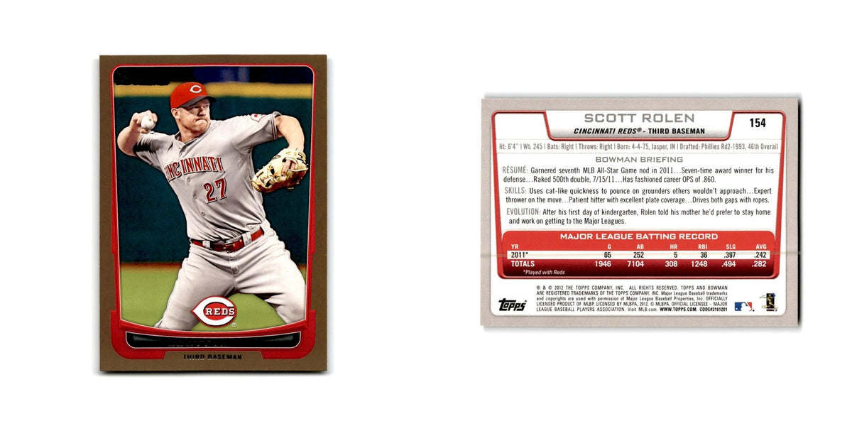Scott Rolen 2012 Bowman Gold #154 Cincinnati Reds Baseball Card NM