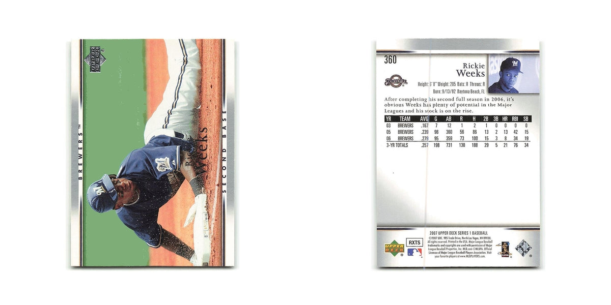 Rickie Weeks 2007 Upper Deck #360 Milwaukee Brewers Baseball Card NM