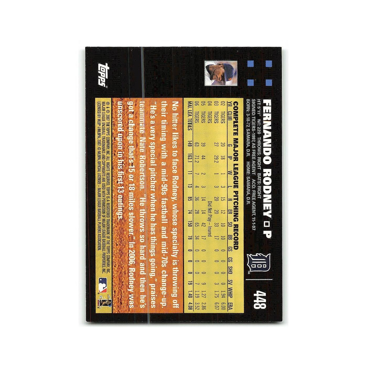 Fernando Rodney 2007 Topps #448 Detroit Tigers Baseball Card NM