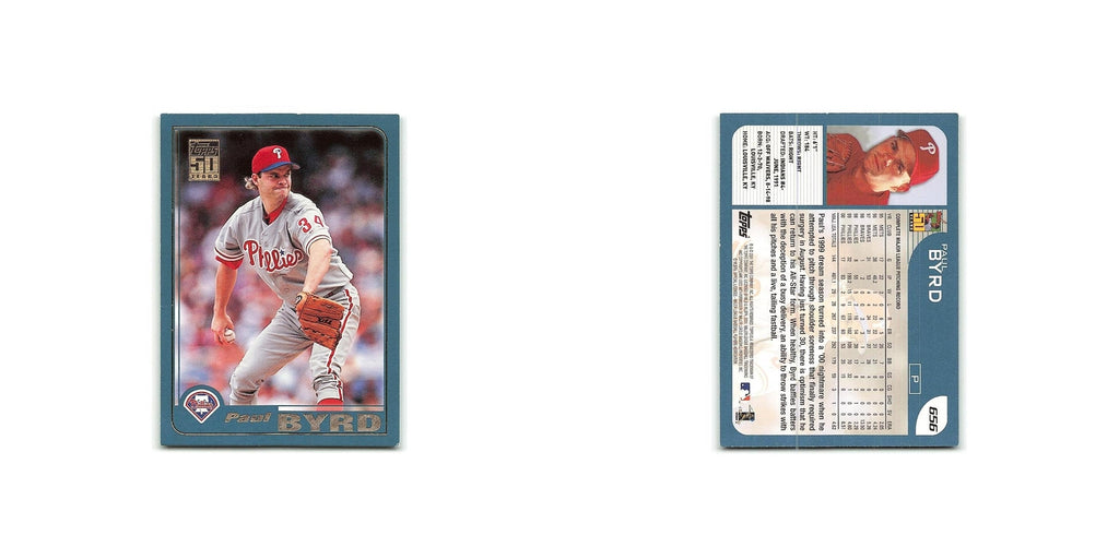 Paul Byrd 2001 Topps #656 Philadelphia Phillies Baseball Card NM
