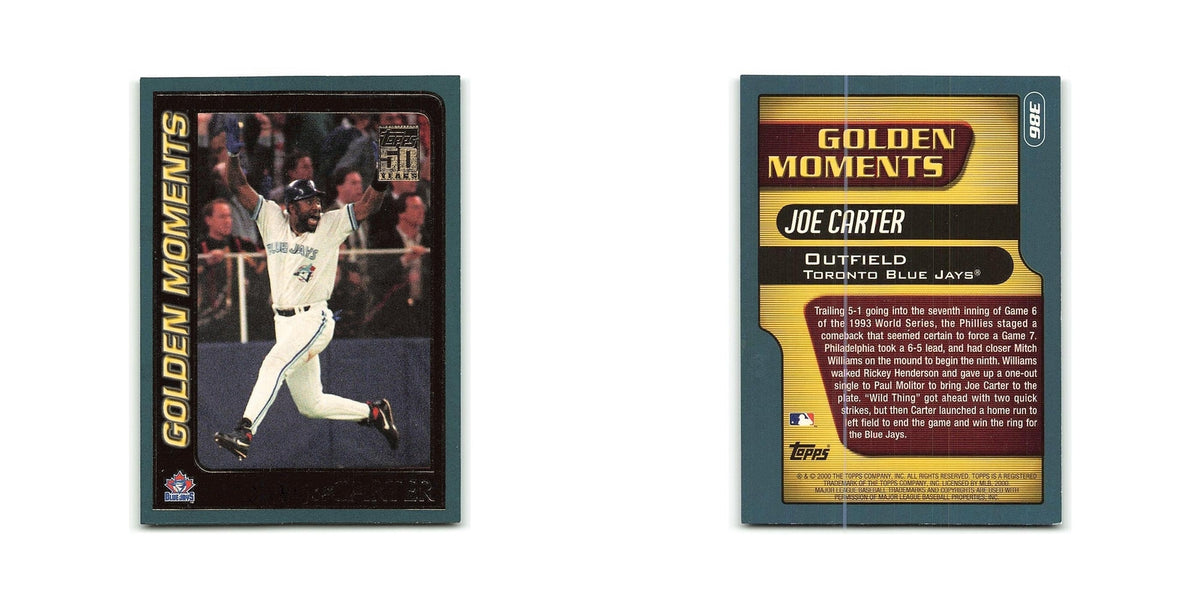 Joe Carter Golden Moments 2001 Topps #386 Toronto Blue Jays Baseball Card NM