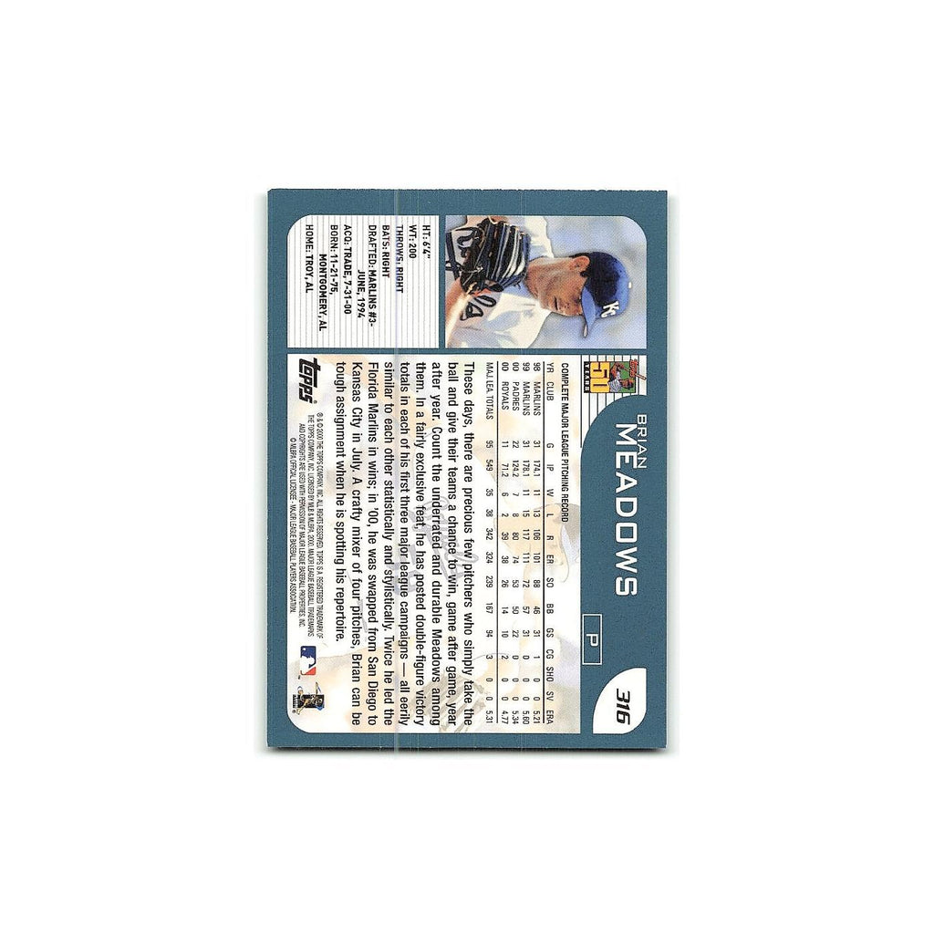 Brian Meadows 2001 Topps #316 Kansas City Royals Baseball Card NM
