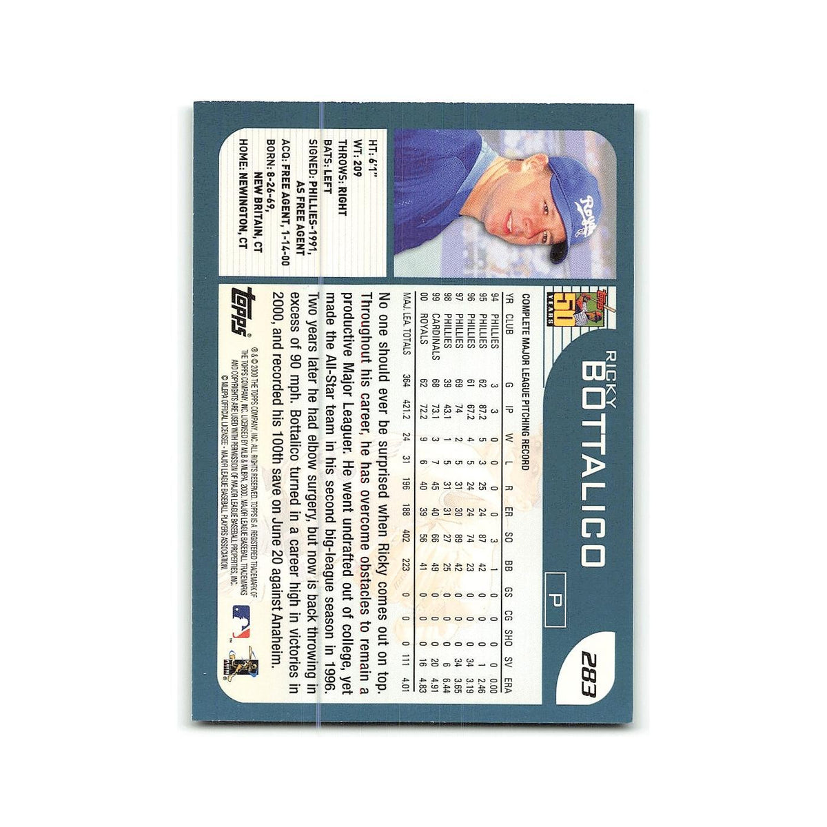 Ricky Bottalico 2001 Topps #283 Kansas City Royals Baseball Card NM