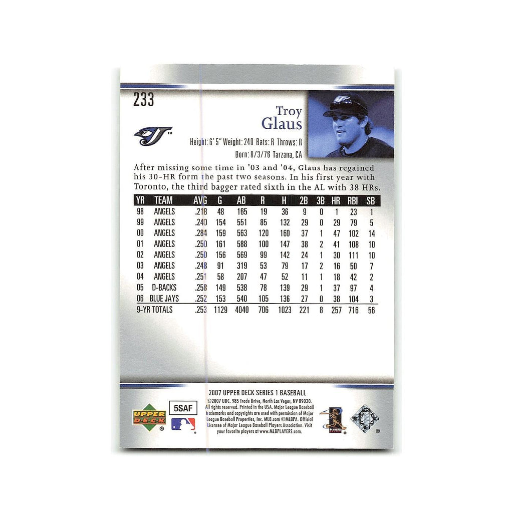 Troy Glaus 2007 Upper Deck #233 Toronto Blue Jays Baseball Card NM