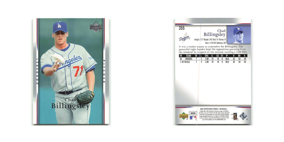 Chad Billingsley 2007 Upper Deck #355 Los Angeles Dodgers Baseball Card NM