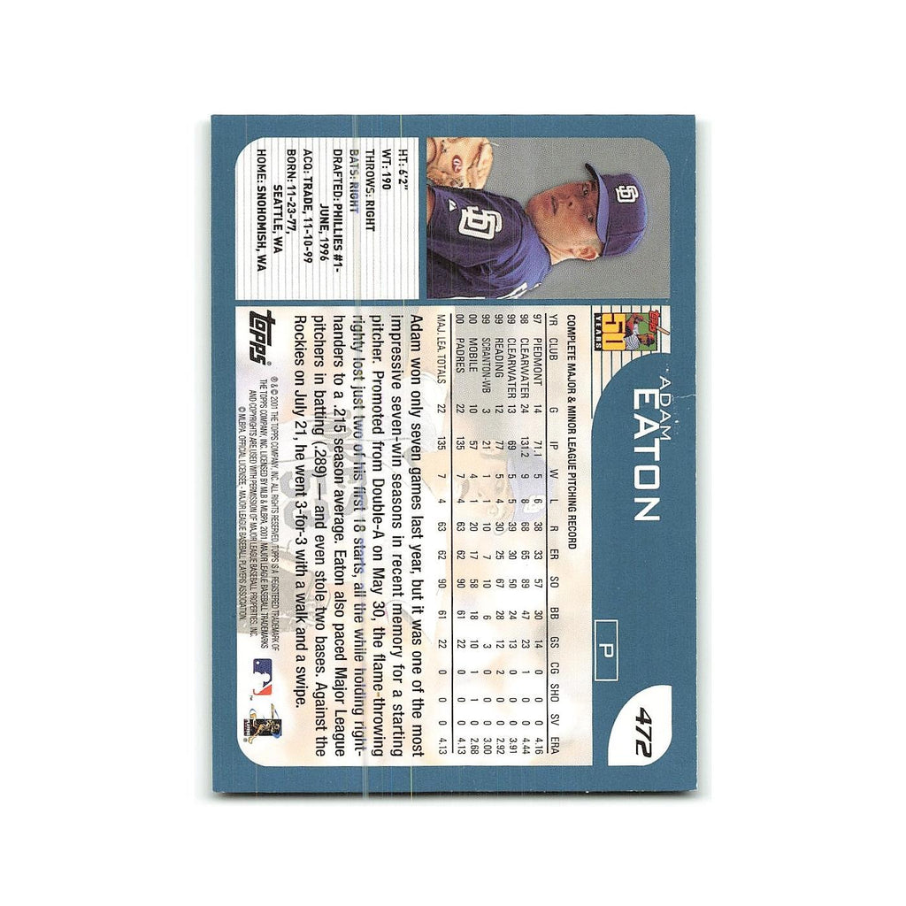 Adam Eaton 2001 Topps #472 San Diego Padres Baseball Card NM