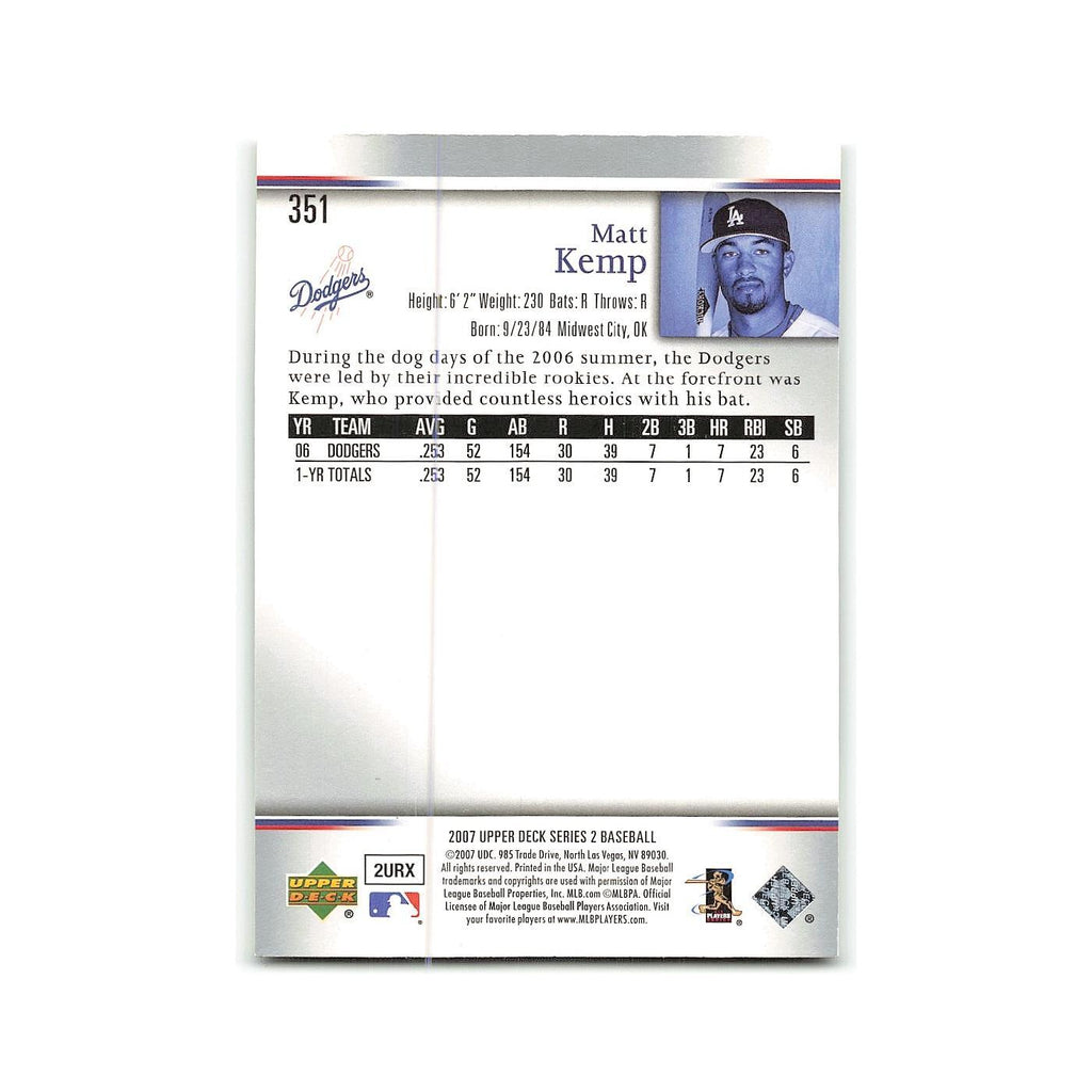 Matt Kemp 2007 Upper Deck #351 Los Angeles Dodgers Baseball Card NM
