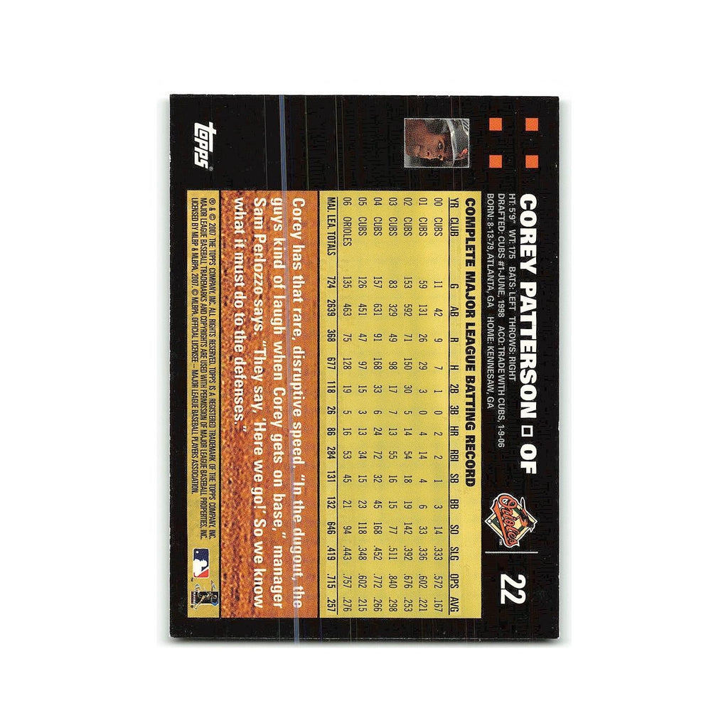 Corey Patterson 2007 Topps #22 Baltimore Orioles Baseball Card NM