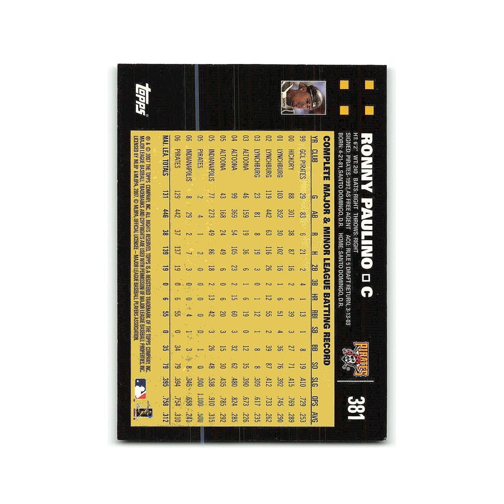 Ronny Paulino 2007 Topps #381 Pittsburgh Pirates Baseball Card NM