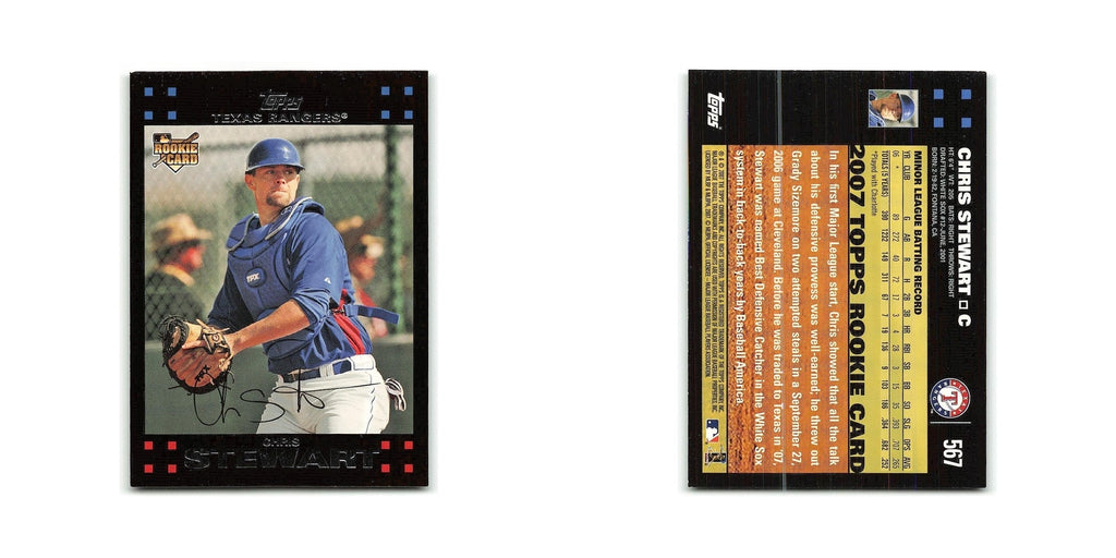 Chris Stewart Rookie 2007 Topps #567 Texas Rangers Baseball Card NM