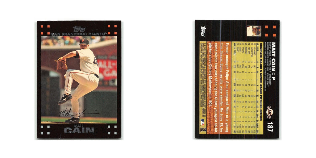 Matt Cain 2007 Topps #187 San Francisco Giants Baseball Card NM