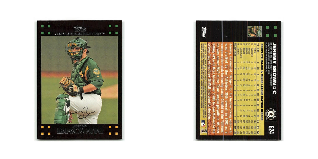 Jeremy Brown 2007 Topps #624 Oakland Athletics Baseball Card NM