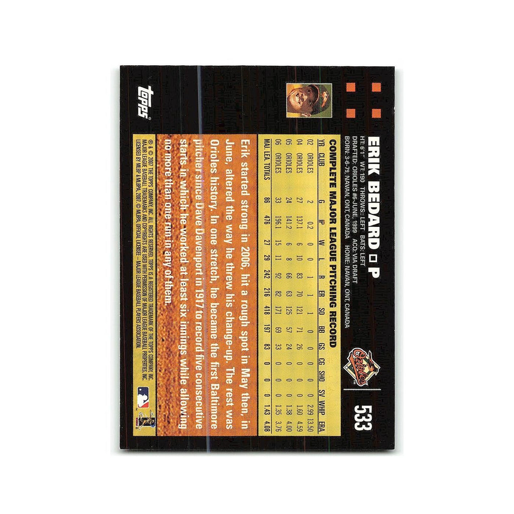 Erik Bedard 2007 Topps #533 Baltimore Orioles Baseball Card NM