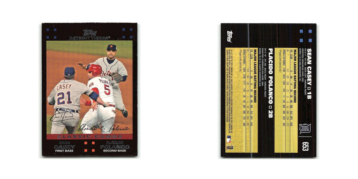 Sean Casey Placido Polanco 2007 Topps #653 Detroit Tigers Baseball Card NM