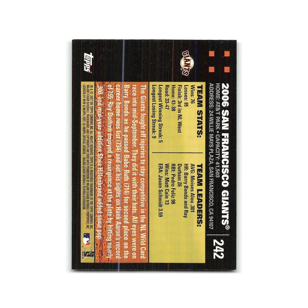 San Francisco Giants 2007 Topps #242 San Francisco Giants Baseball Card NM