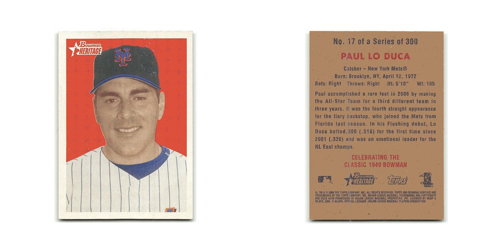 Paul Lo Duca 2006 Bowman Heritage #17 New York Mets Baseball Card NM