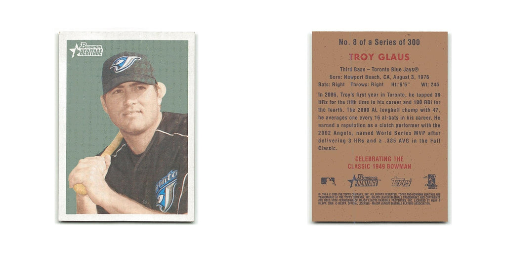 Troy Glaus 2006 Bowman Heritage #8 Toronto Blue Jays Baseball Card NM