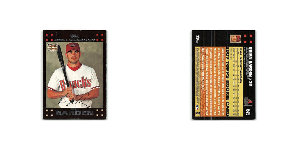 Brian Barden Rookie 2007 Topps #649 Arizona Diamondbacks Baseball Card NM