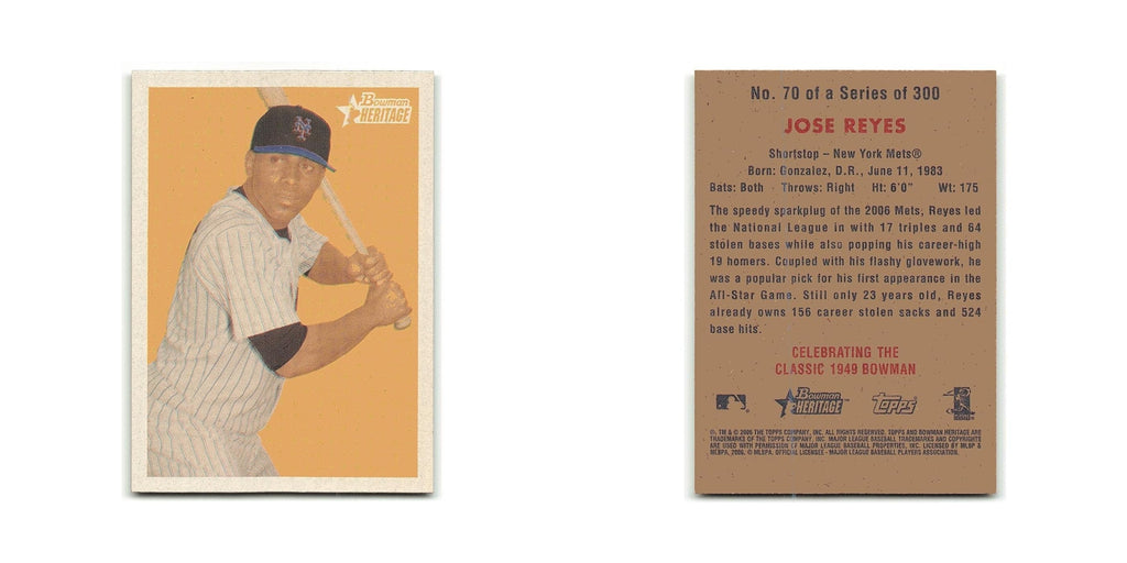 Jose Reyes 2006 Bowman Heritage #70 New York Mets Baseball Card NM