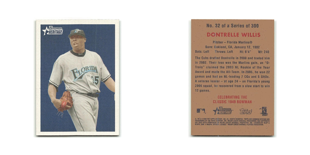 Dontrelle Willis 2006 Bowman Heritage #32 Florida Marlins Baseball Card NM