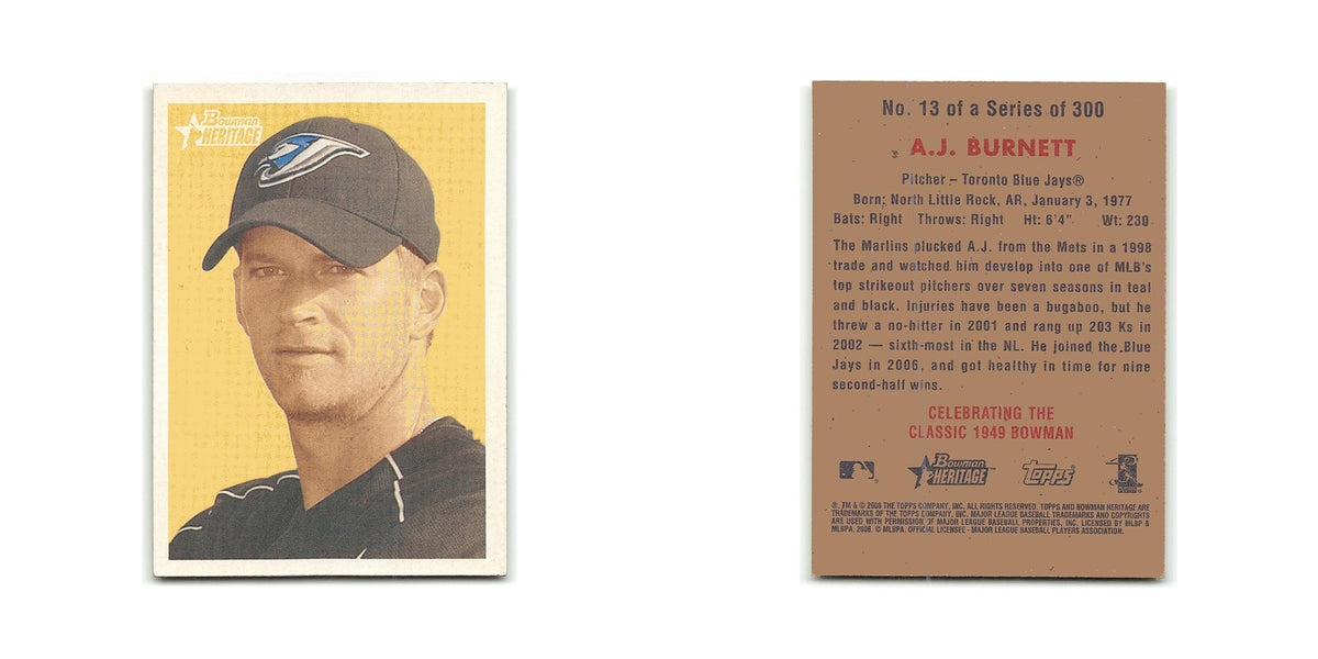 A.J. Burnett 2006 Bowman Heritage #13 Toronto Blue Jays Baseball Card NM