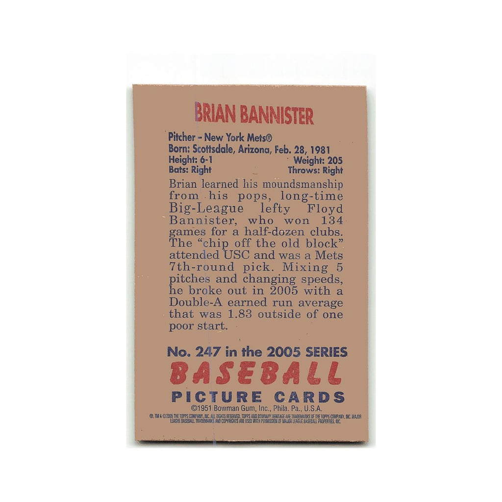 Brian Bannister Rookie variation 2005 Bowman Heritage #247 New York Mets NM