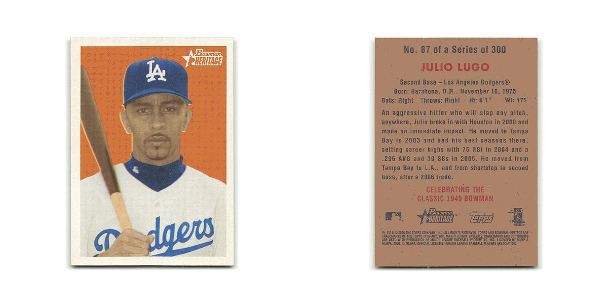 Julio Lugo 2006 Bowman Heritage #87 Los Angeles Dodgers Baseball Card NM
