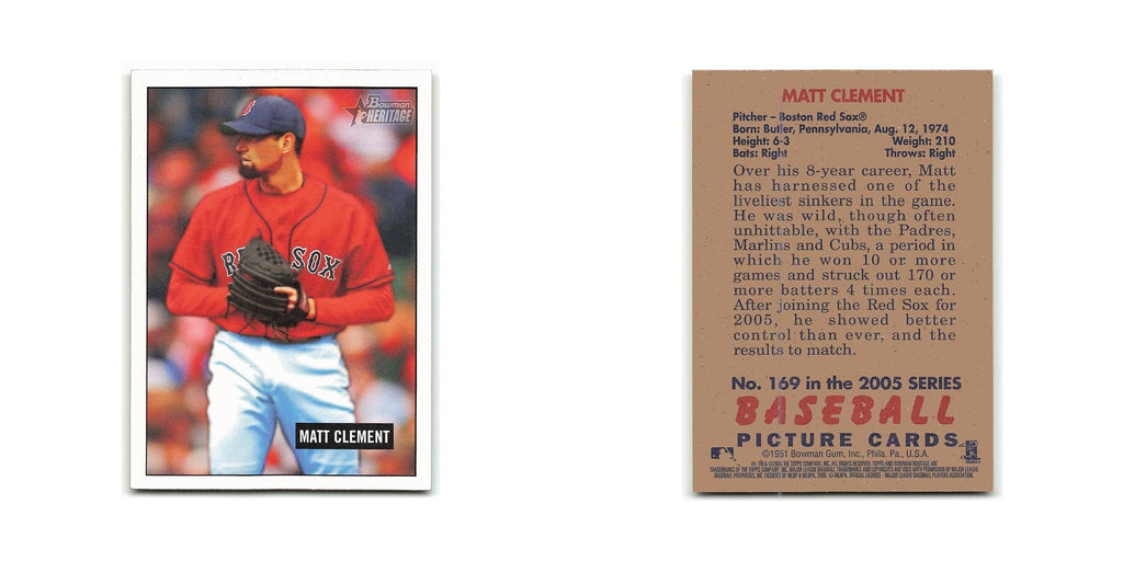 Matt Clement 2005 Bowman Heritage #169 Boston Red Sox Baseball Card NM
