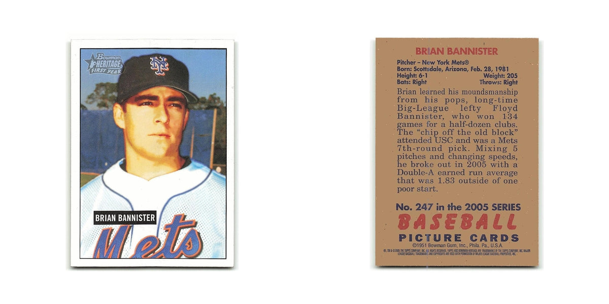 Brian Bannister Rookie 2005 Bowman Heritage #247 New York Mets Baseball Card NM
