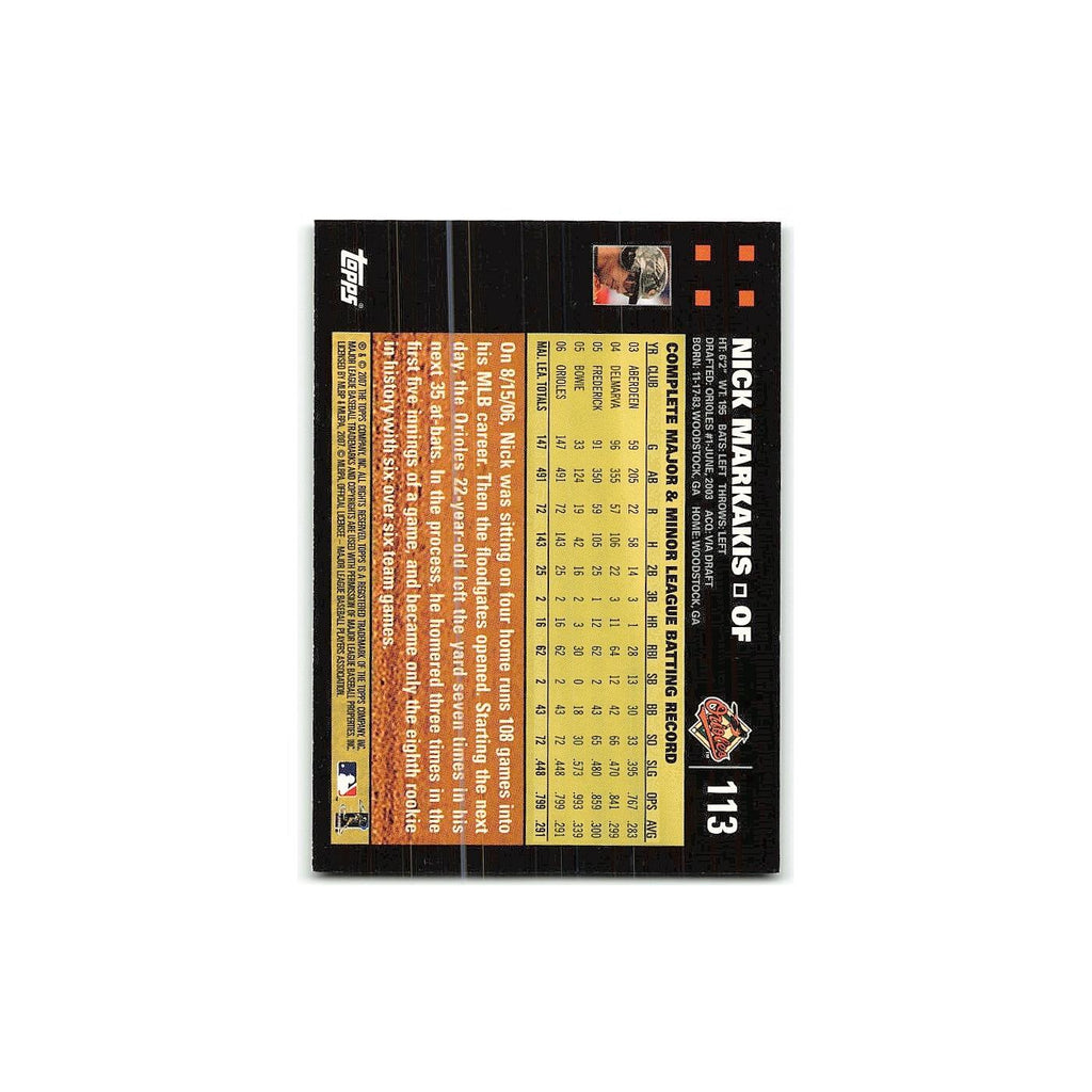 Nick Markakis Gold Cup 2007 Topps #113 Baltimore Orioles Baseball Card NM