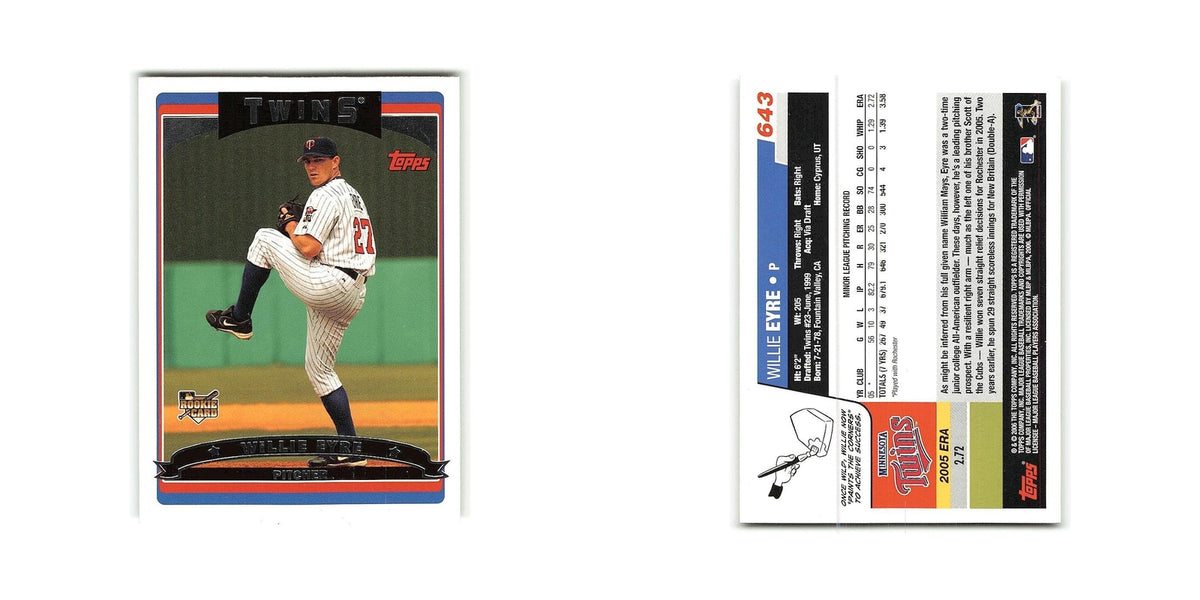Willie Eyre Rookie 2006 Topps #643 Minnesota Twins Baseball Card NM