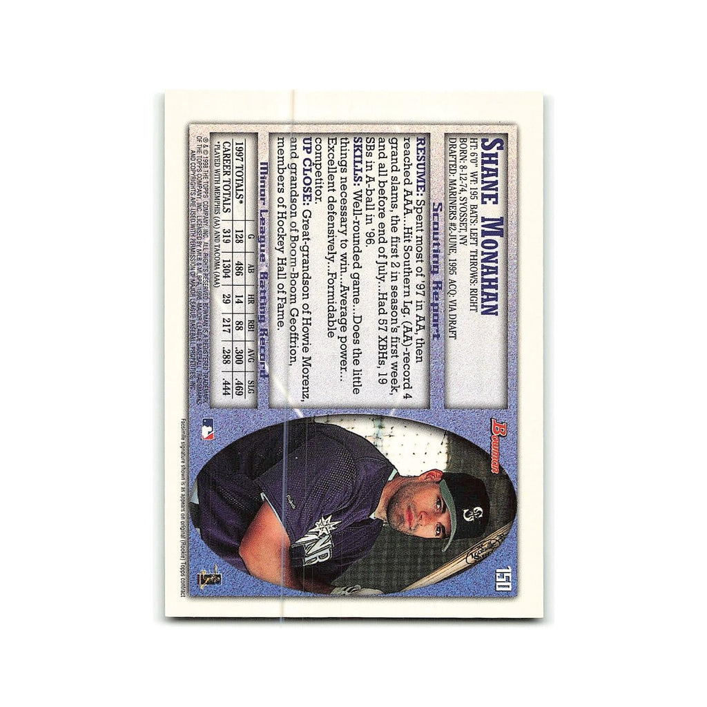 Shane Monahan 1998 Bowman #150 Seattle Mariners Baseball Card NM