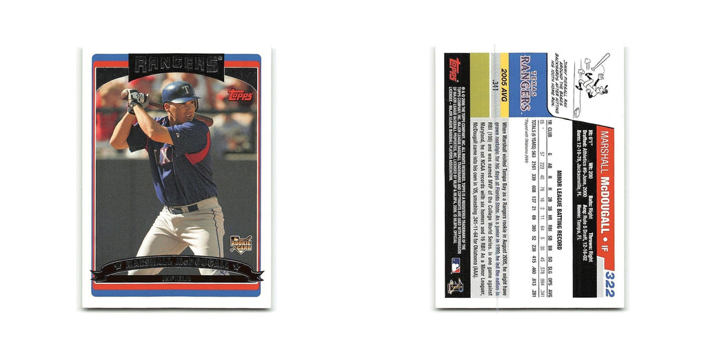 Marshall McDougall Rookie 2006 Topps #322 Texas Rangers Baseball Card NM