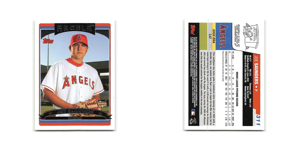 Joe Saunders Rookie 2006 Topps #311 Los Angeles Angels Baseball Card NM