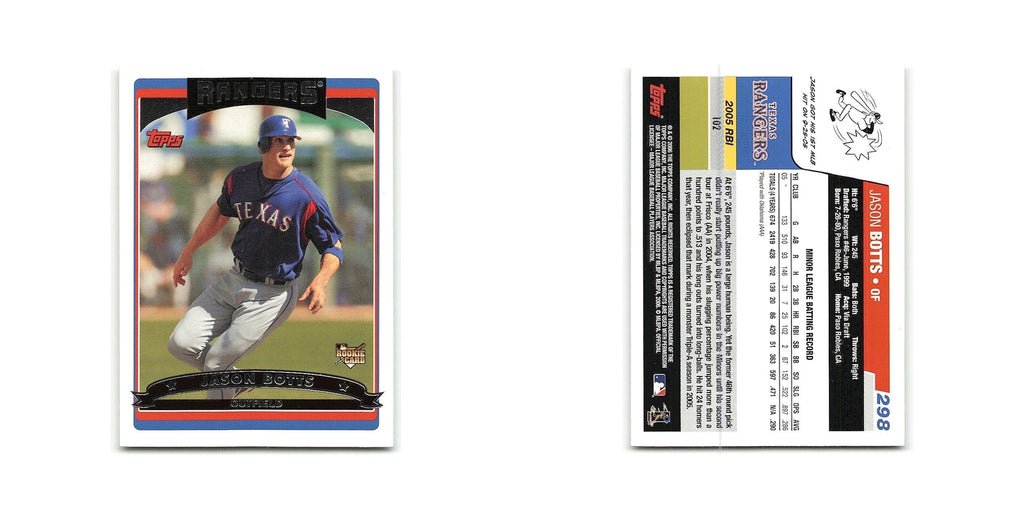 Jason Botts Rookie 2006 Topps #298 Texas Rangers Baseball Card NM