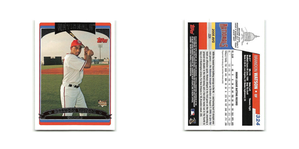 Brandon Watson Rookie 2006 Topps #324 Washington Nationals Baseball Card NM