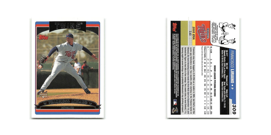 Francisco Liriano Rookie 2006 Topps #309 Minnesota Twins Baseball Card NM