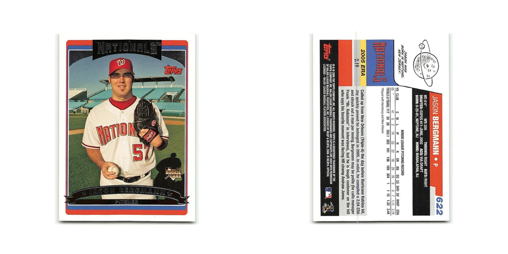 Jason Bergmann Rookie 2006 Topps #622 Washington Nationals Baseball Card NM