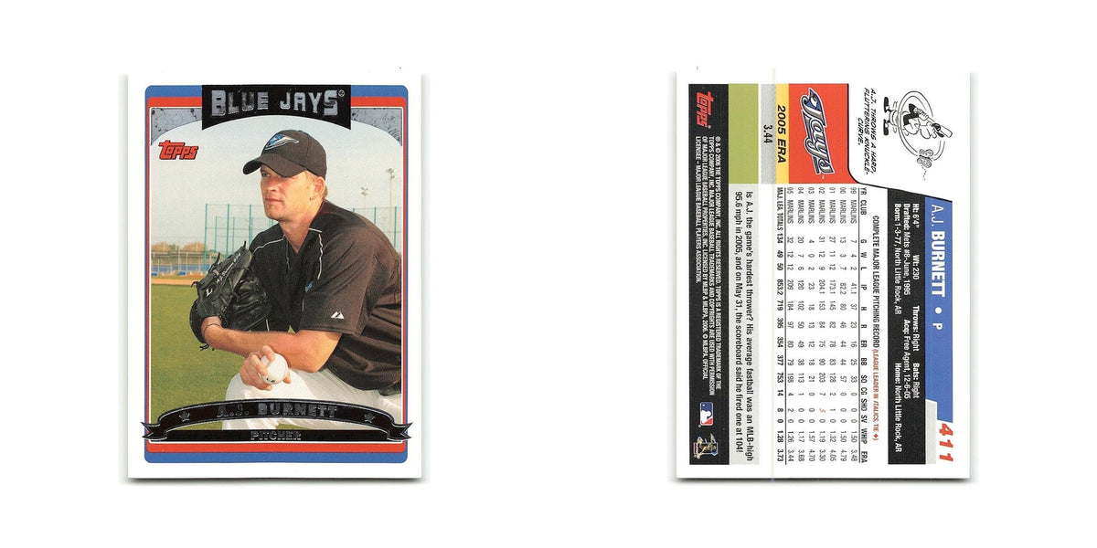 A.J. Burnett 2006 Topps #411 Toronto Blue Jays Baseball Card NM