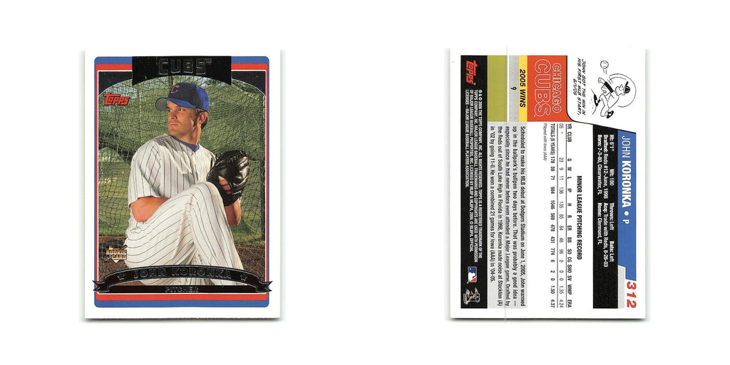 John Koronka Rookie 2006 Topps #312 Chicago Cubs Baseball Card NM