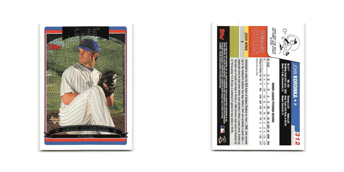 John Koronka Rookie 2006 Topps #312 Chicago Cubs Baseball Card NM