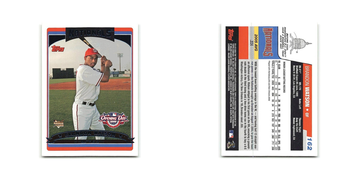 Brandon Watson Rookie 2006 Topps Opening Day #162 Washington Nationals NM
