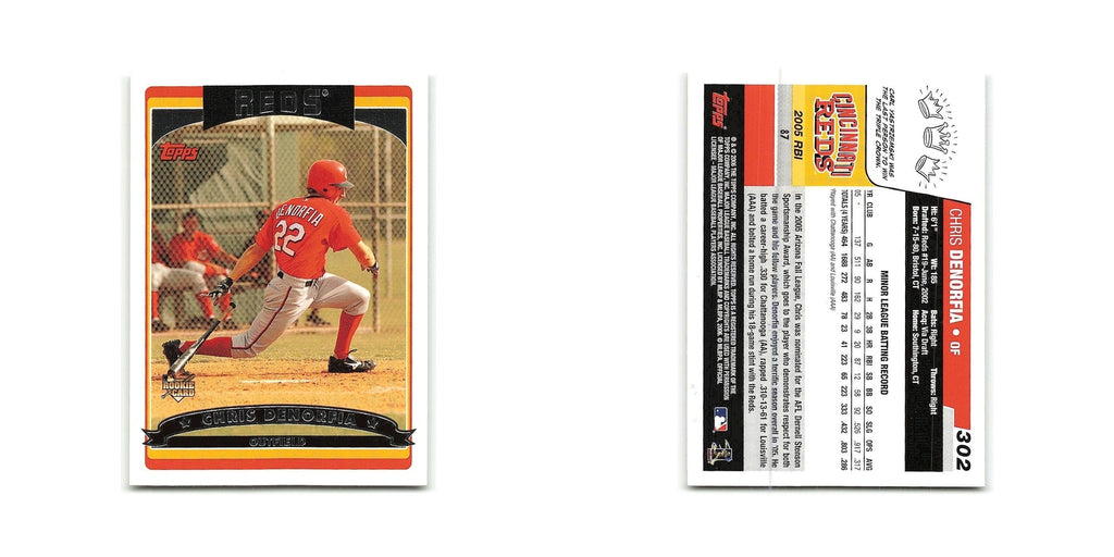 Chris Denorfia Rookie 2006 Topps #302 Cincinnati Reds Baseball Card NM