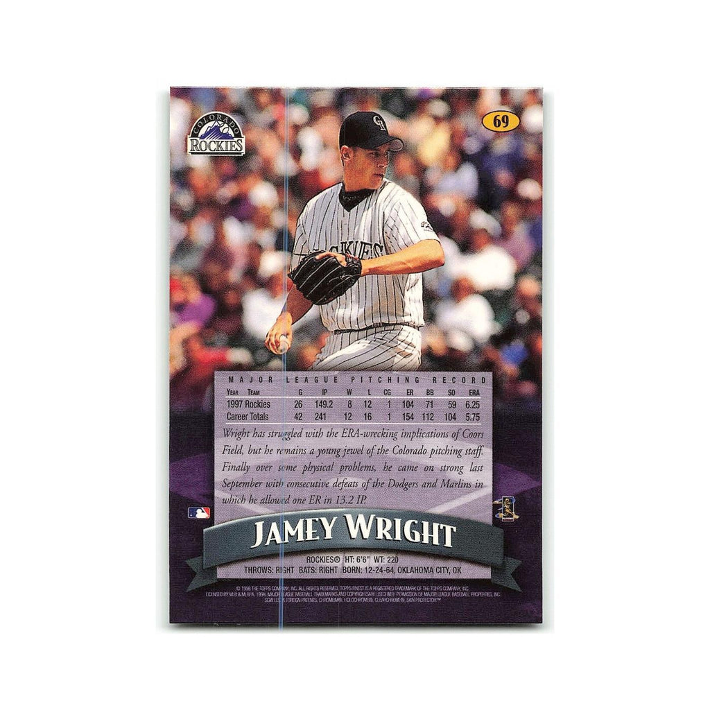 Jamey Wright 1998 Topps Finest w Coating #69 Colorado Rockies Baseball Card NM