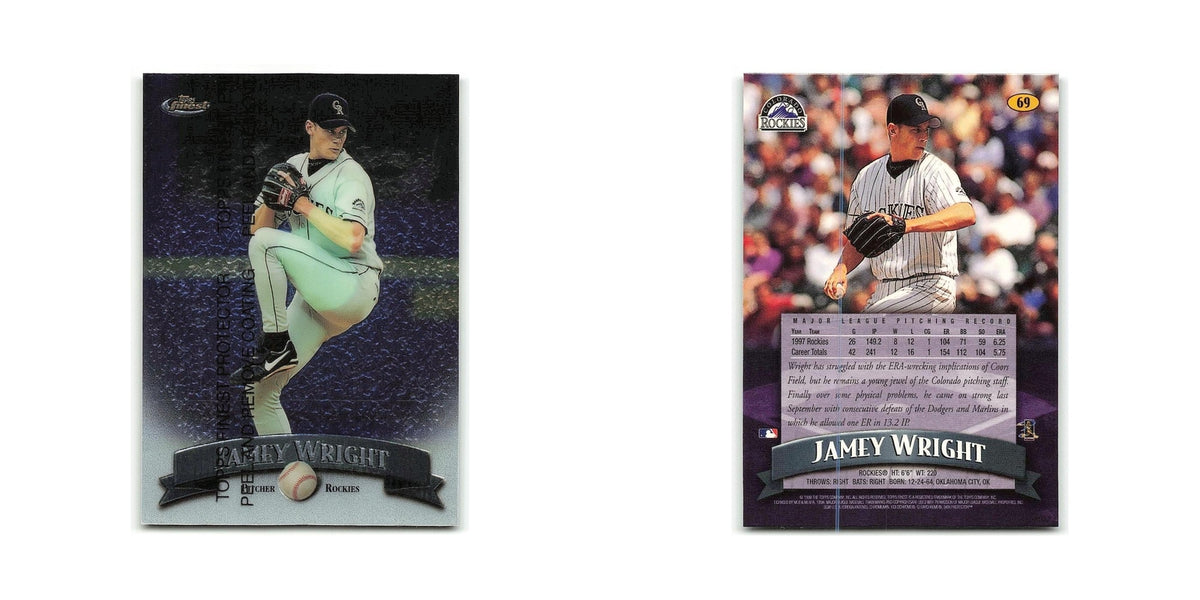Jamey Wright 1998 Topps Finest w Coating #69 Colorado Rockies Baseball Card NM