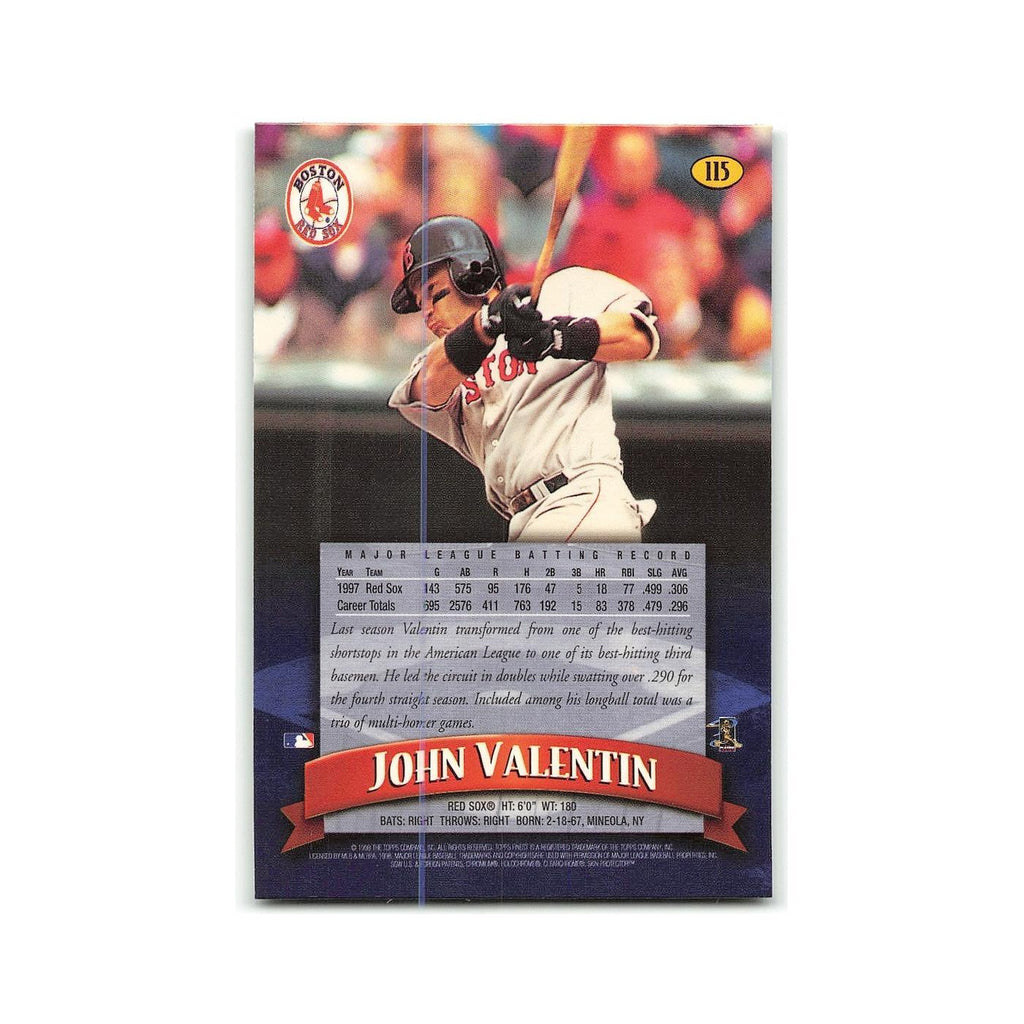 John Valentin 1998 Topps Finest w Coating #115 Boston Red Sox Baseball Card NM