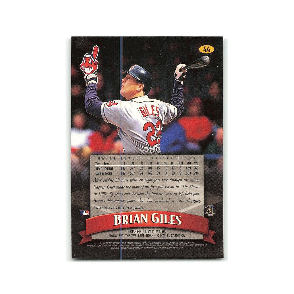 Brian Giles 1998 Topps Finest w Coating #44 Cleveland Indians Baseball Card NM